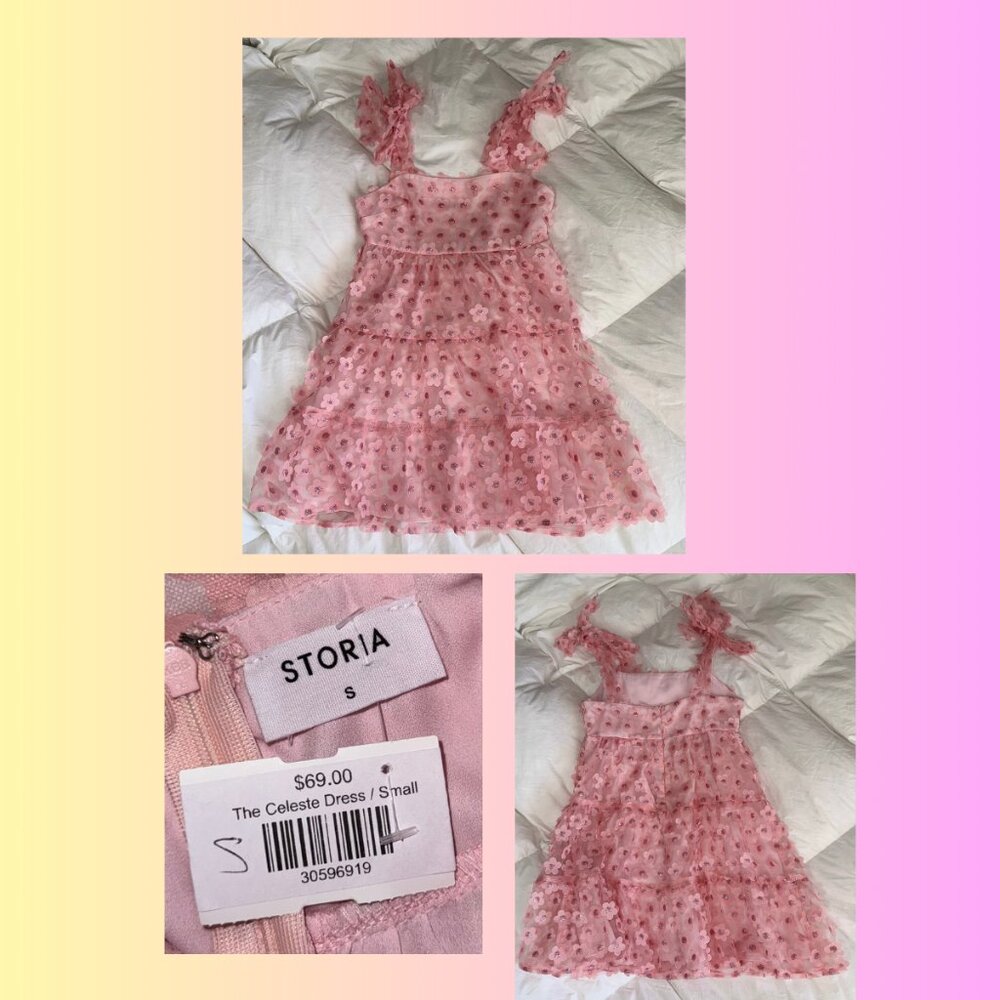 Sparkly Pink Floral Babydoll Dress